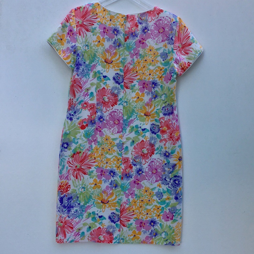 LIZ BAKER FLORAL PASTEL LINED SHIFT DRESS - Picture 6 of 12